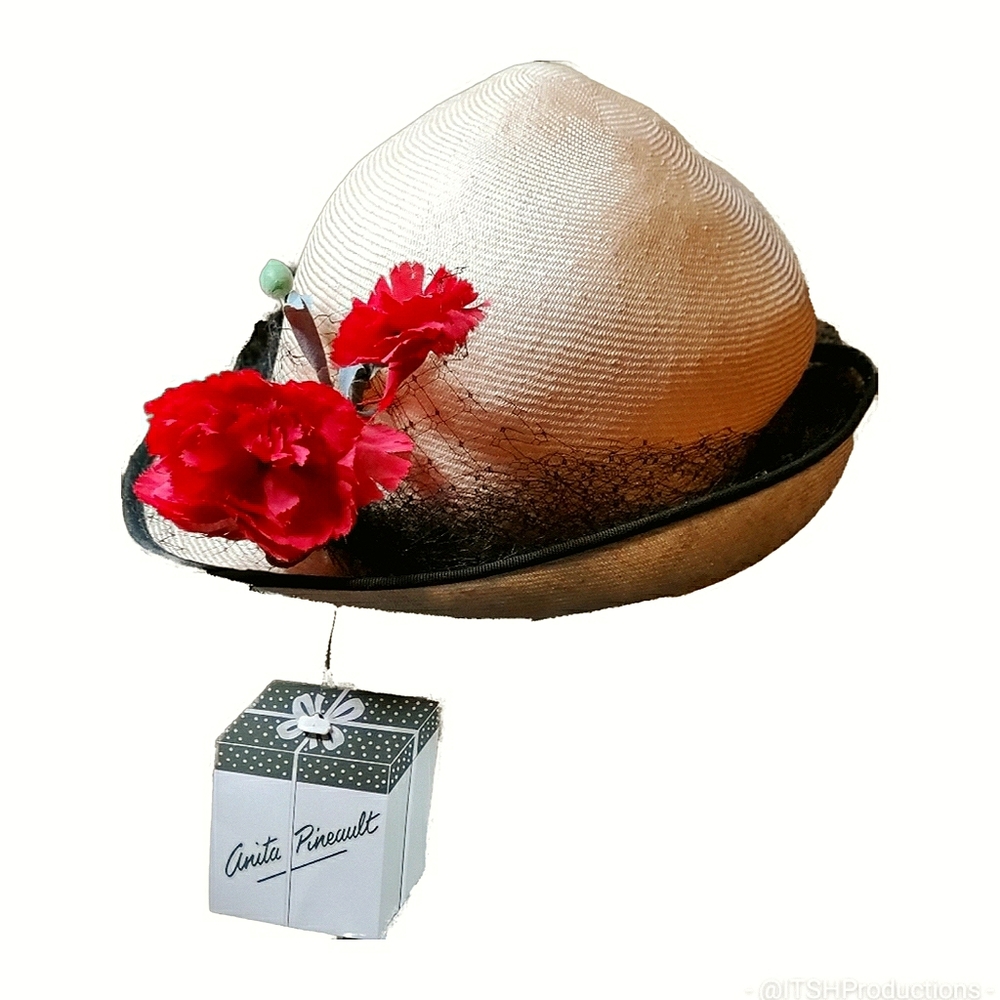 💙*) VINTAGE 1960s Anita Pineault Womens Bowler New with Tags